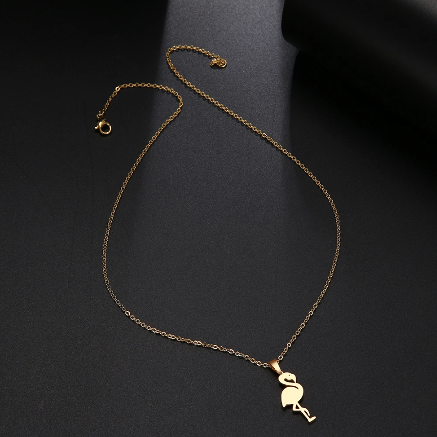 Halsband Flamingo i Guld & Silver