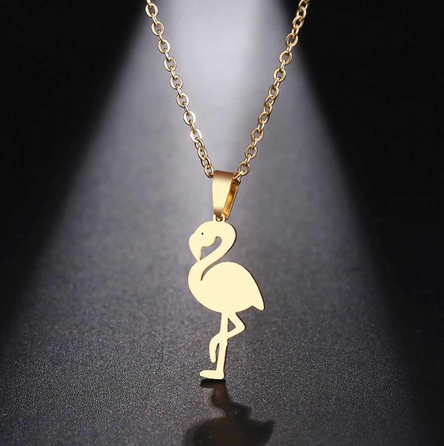 Halsband Flamingo i Guld & Silver