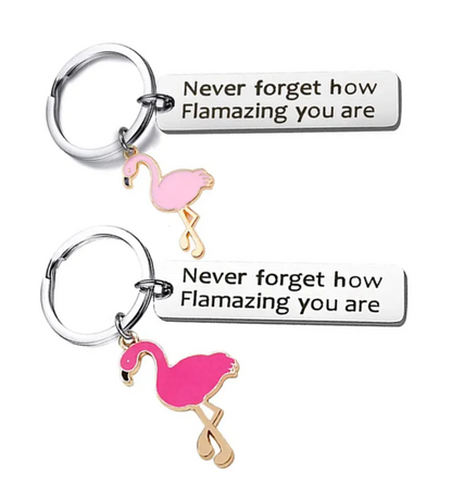 Key ring with Pink Flamingo