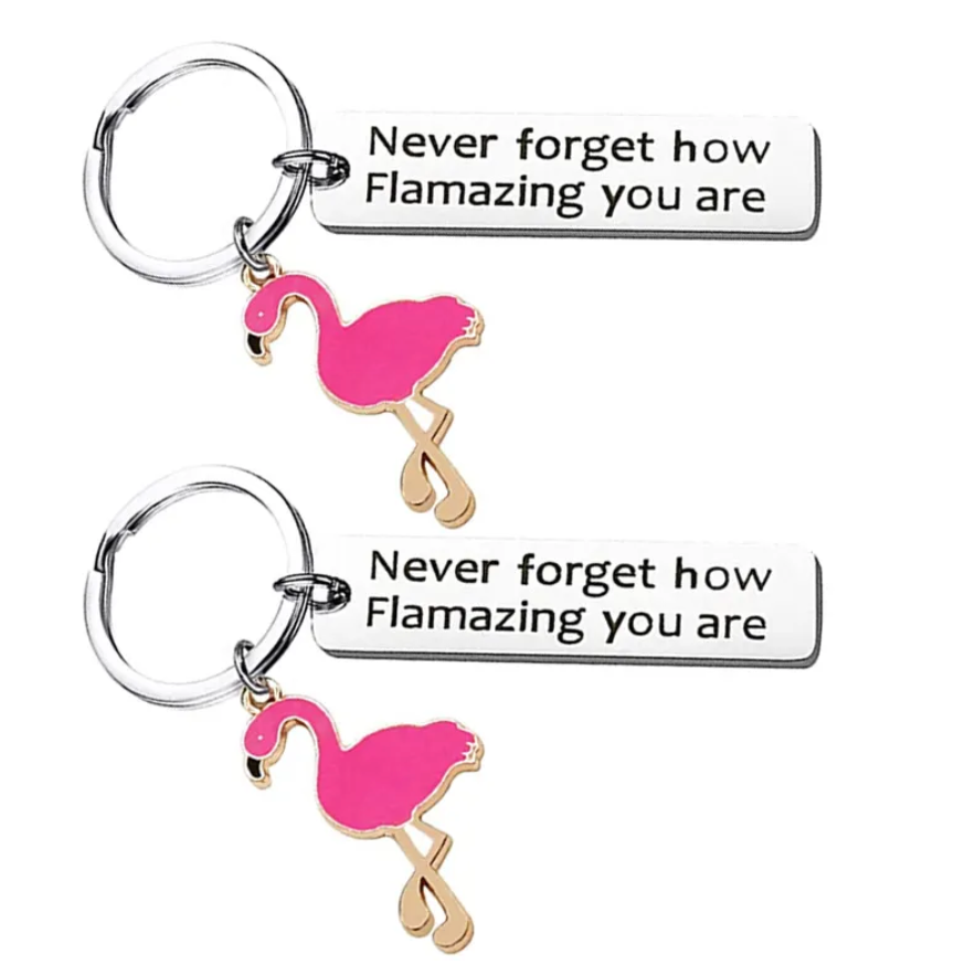 Key ring with Pink Flamingo