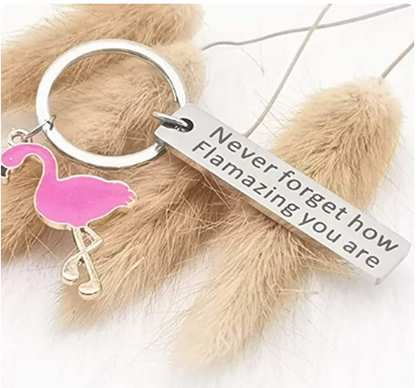 Key ring with Pink Flamingo