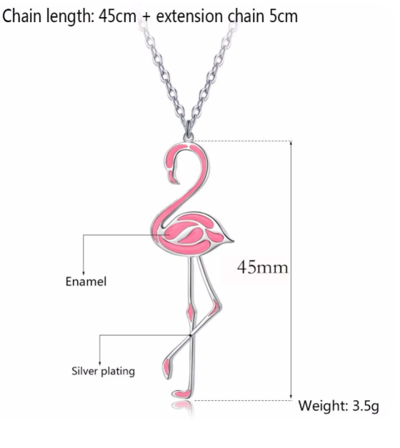 Halsband+Örhängen Rosa Flamingo