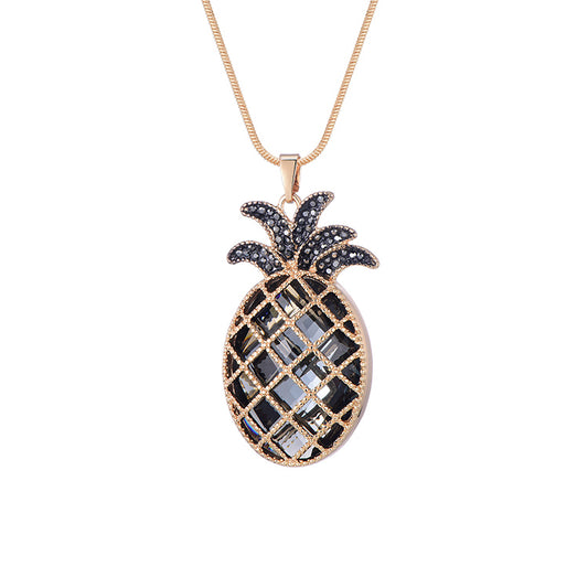 Halskette Schwarz &amp; Gold Ananas